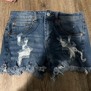 Ripped high waisted jean shorts